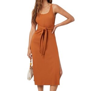 MOTF | Burnt Orange Ribbed Body-con Sheath Dress